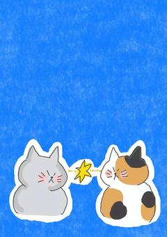 ねこちゃんのライバル かわいい,ライバル,けんか,怒る,不仲,バチバチ,睨み合い,勝負,ねこ,三毛猫のイラスト素材