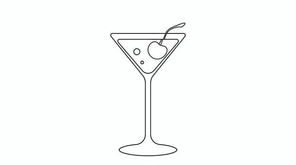 cocktail2 カクテル,線画,塗り絵,ドリンク,アルコール,さくらんぼ,バー,酒,ベクターのイラスト素材
