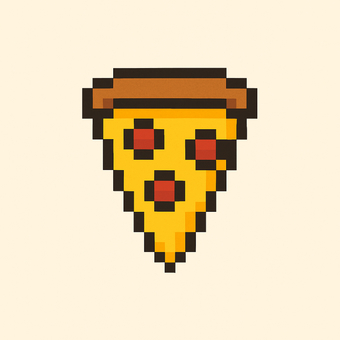 ピザのドット絵 ピザ,ピザスライス,チーズ,ペパロニ,食べ物,食品,スイーツ,お菓子,おやつ,かわいいのイラスト素材