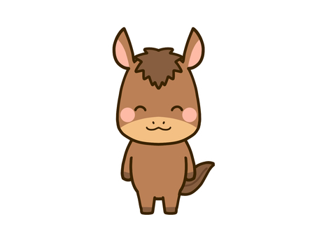 午年の年賀状素材　 笑顔で立つ馬 馬,午年,十二支,年賀状,2026,2026年,午,干支,新年,1月のイラスト素材