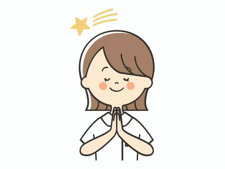 願い事をする女性看護師 看護師,願い事,お願い,流れ星,祈る,七夕,看護士,看護婦,ナース,薬剤師のイラスト素材