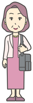  お金持ちマダム-006-全身 おばさん,中年,女性,富裕層,マダム,裕福,お金持ち,ミセス,おばちゃん,人物のイラスト素材