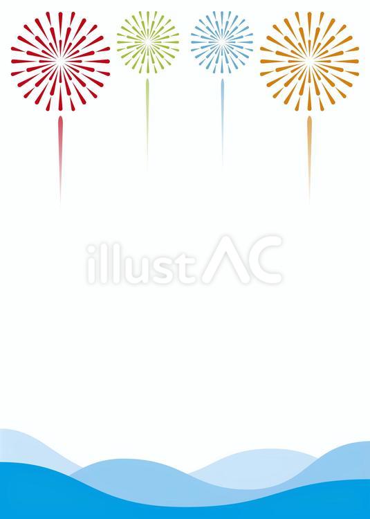 花火と波の背景_04 背景,花火,夏のイラスト素材