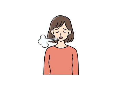 ため息をつく女性（バストアップ） 女性,ため息,バストアップ,ネガティブ,ストレス,上半身,若い女性,人物,落胆,吐息のイラスト素材