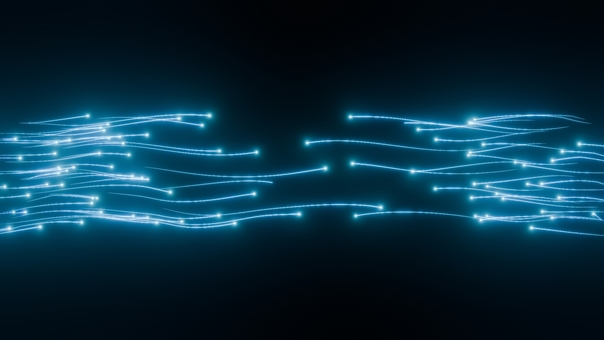 引かれ合う発光した波線のネオン背景 波,線,ウェーブ,背景,ネオン,抽象的,デジタル,サイバー,エフェクト,曲線のイラスト素材