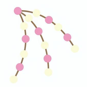 まゆ玉飾り まゆ玉,飾り,枝,日本,縁起物,お祝い,伝統,文化,冬,桃色のイラスト素材