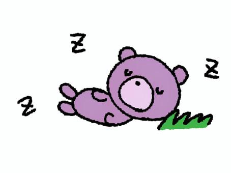 眠る熊 クマ,睡眠,昼寝,pop調,手描き,挿絵,ワンポイント,素材,商用可,無料のイラスト素材