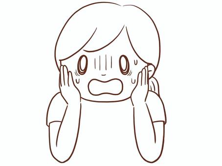 ショックを受ける女性(色なし) 女性,20代,30代,40代,女の子,ショック,びっくり,怖い,恐怖,衝撃のイラスト素材
