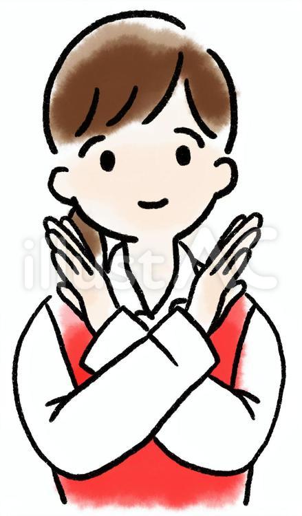 ばつ印　エプロンの女性 人物,エプロン,スタッフのイラスト素材