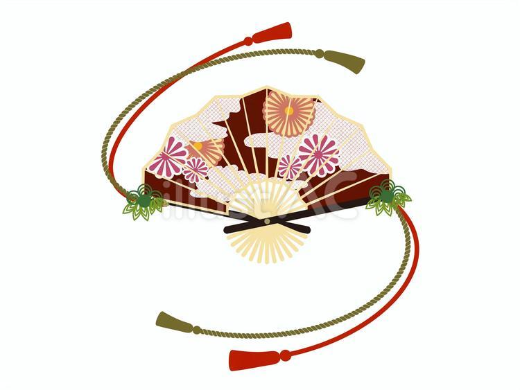 花のあしらいの扇子（菊） 扇子,挿絵,装飾のイラスト素材