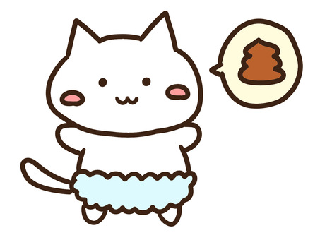 保育園でおむつにうんちした赤ちゃんねこ おむつ,うんち,うんこ,赤ちゃん,保育園,ねこ,かわいい,手書き,ゆるい,シンプルのイラスト素材