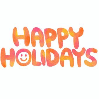 Happy Holidaysの文字 happyholidays,文字,クリスマス,手書き,手描き,水彩,にこちゃん,グラデーション,スマイリー,オレンジのイラスト素材