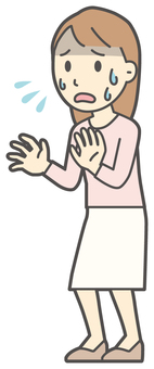 やめて欲しいと訴えている若い女性 困る,女性,女の子,人物,かわいい,表情,感情,オロオロ,どうしよう,心配のイラスト素材