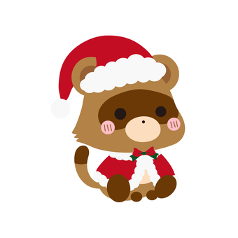 お座り動物タヌキ【クリスマス】