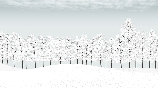 雪野原のイラスト_フルHDサイズ3 雪,雪景色,一面,雪野原,雪化粧,銀世界,森,林,木,並木のイラスト素材
