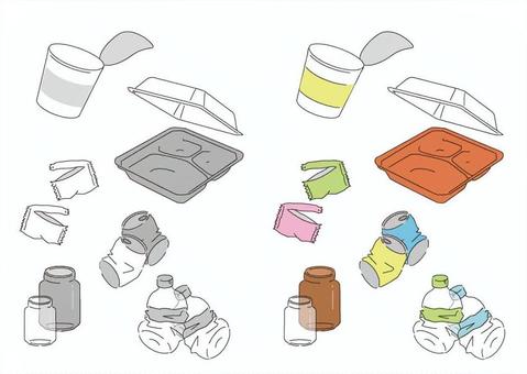 부서진 플라스틱 병 도시락 쓰레기, JPG, PNG 및 AI 부서진 플라스틱 병 도시락 쓰레기, 에코, 각기, 귀여운 초보자 마크, JPG, PNG 및 AI