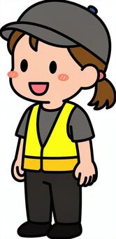 グレーの倉庫作業員の女子です。 倉庫,作業員,シンプル,輸送,物流,労働,仕事,スタッフ,搬入,作業のイラスト素材