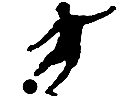 サッカー選手のシルエット31 サッカー,シュート,かっこいい,体勢,人間,男,成人,影,人影,シンプルのイラスト素材