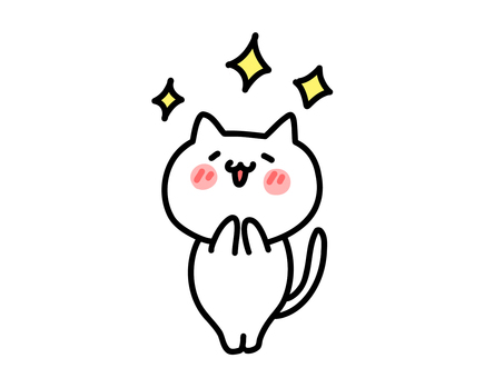キラキラねこ キラキラねこ 猫,ねこ,白猫のイラスト素材