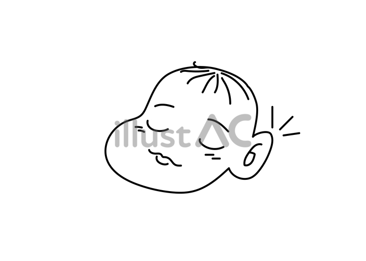 寝ている新生児の赤ちゃん　聴力　耳がいい 赤ちゃん,聴力,耳のイラスト素材