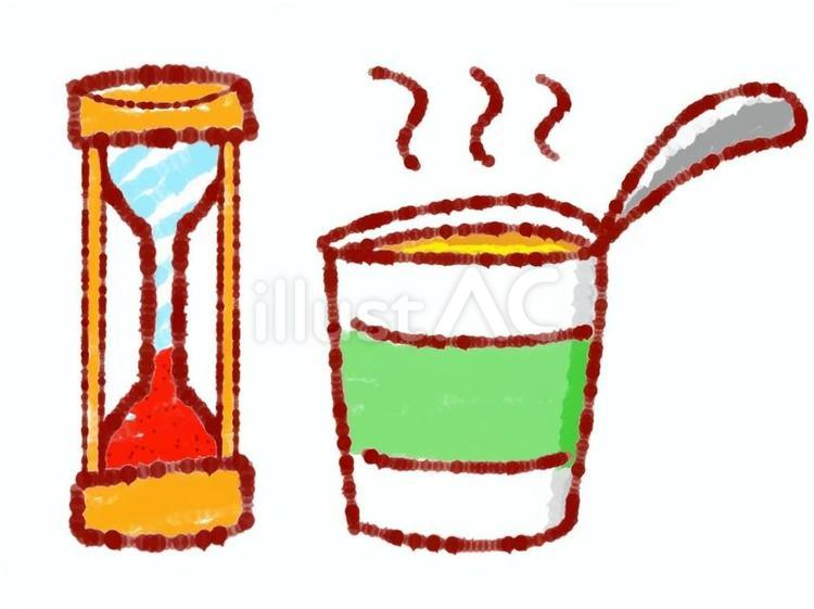 カップラーメンと砂時計（緑） カップラーメン,ラーメン,砂時計のイラスト素材