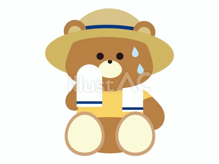 汗をふくくま 熱中症,熱中症対策,夏のイラスト素材