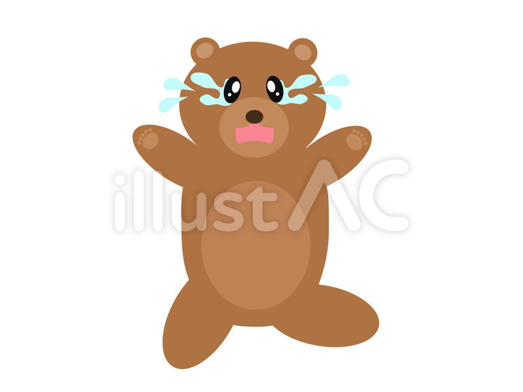 泣いているクマちゃん 熊,動物,泣くのイラスト素材