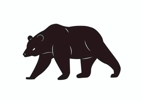 怖い熊のシルエット 熊,ヒグマ,害獣,リアル,全身,主線なし,カラー,哺乳類,野生動物,大型のイラスト素材