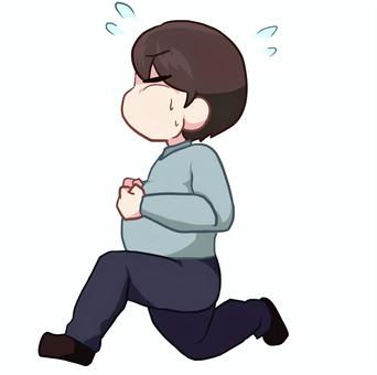 ダイエット＿男性 人物,生活,全身,男性,運動,走る,ぽっちゃり体型,必死,素材のイラスト素材