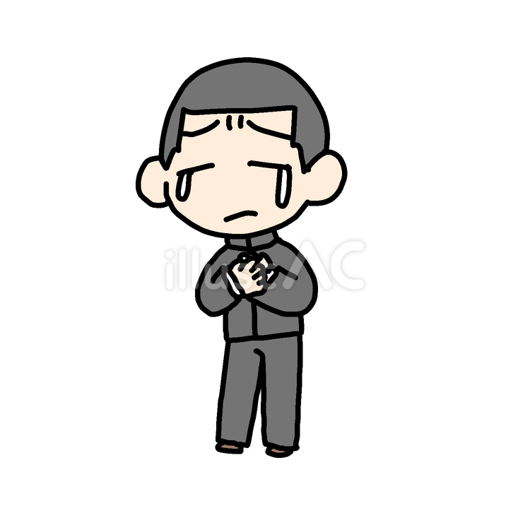 悲しみで胸を押さえる学生少年 学生,胸,悲しいのイラスト素材