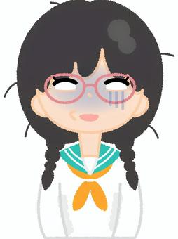 学生服女性2どん引き 学生服,どん引き,青ざめる,白目,引く,セーラー服,学生,未成年,少女,人物のイラスト素材