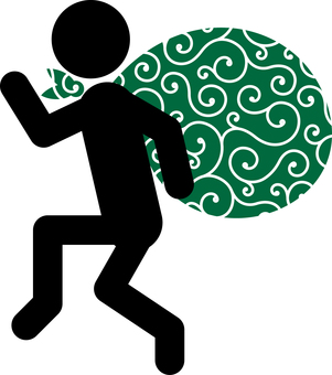 典型的な唐草模様の風呂敷を担いだドロボウ 泥棒,犯人,窃盗犯,盗っ人,こそ泥,追尾,犯罪,唐草模様,風呂敷,物取りのイラスト素材