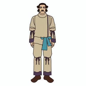 人物男(古墳) 人物男(古墳) 古墳時代,衣服,ベルト,立つ,貴族,支配者,歴史,考古学,文化,暮らしのイラスト素材