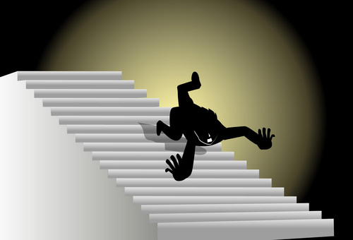 階段転がり落ちる　 階段,転ぶ,転がり落ちる,高い,下り,挫折,人生,人物,イメージのイラスト素材