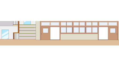 校舎内の廊下 校舎内の廊下 学校,廊下,教室,階段,戸,内窓,屋内,建築,建物のイラスト素材