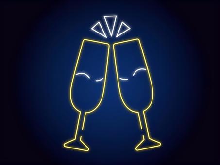 ネオン乾杯 ネオン,キャンディ,シンプル,ライト,キャンディケーン,クリスマス素材,クリスマスアイテム,クリスマス,xmas,christmasのイラスト素材