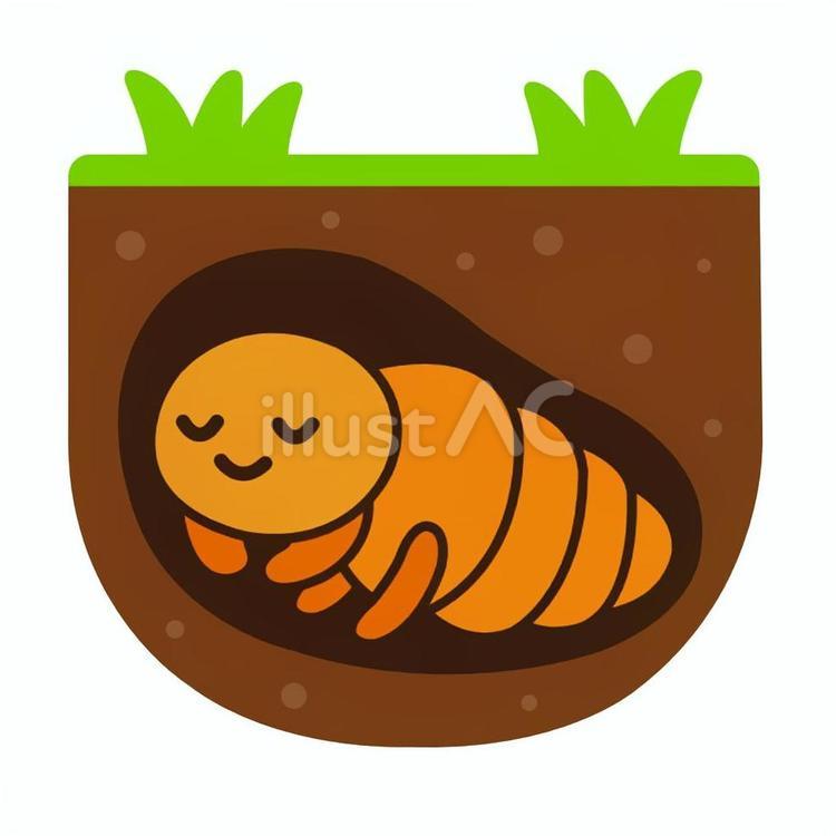 土の中で眠るセミの幼虫 せみ,幼虫,地中のイラスト素材