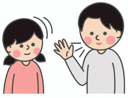 話をする男性とうなずく女の子 女の子,うなずく,首肯,男性,父親,お父さん,親子,教師,考える,思いつくのイラスト素材