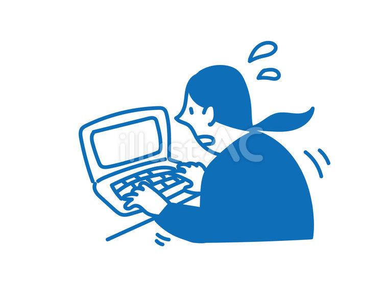 焦って仕事をするスーツ女性のゆるイラスト ビジネスマン,新社会人,新人のイラスト素材