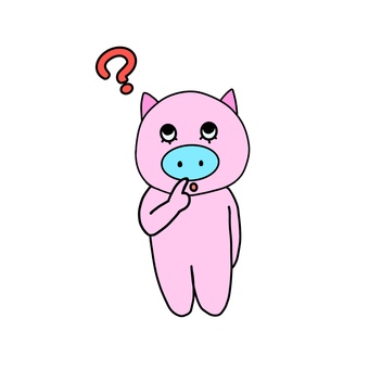 ぶたさんはてな はてな,ぶた,疑問,考える,謎のイラスト素材