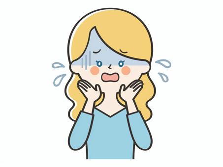 危険を知らせる白人女性 外国人,白人,sos,助けて,焦る,困る,絶望,不安,危険,注意喚起のイラスト素材