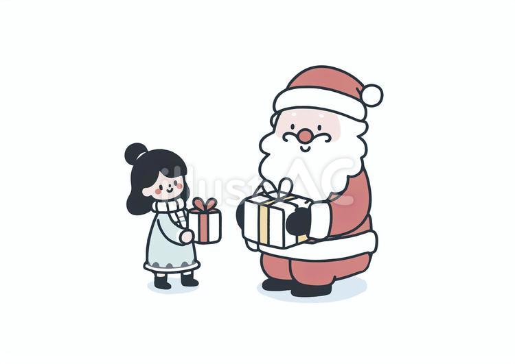 子供とサンタクロース 子供,サンタクロース,プレゼントのイラスト素材
