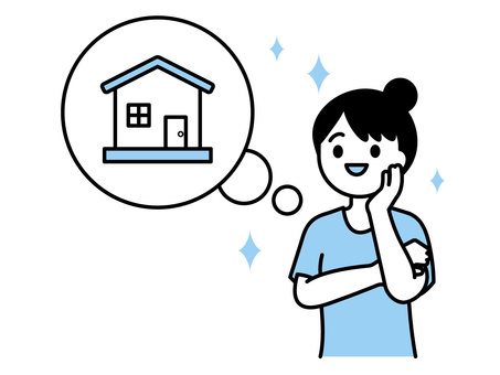 新築の購入を考える女性03 人物,女性,20代,30代,40代,家,新築,資産,不動産,キラキラのイラスト素材