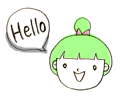 ハローの子 Hello,英文,頭部,キッズ,吹き出し,女の人,キュート,英語,少女,女性のイラスト素材