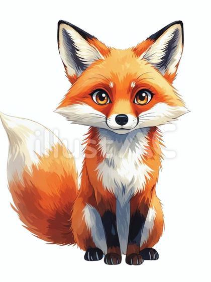白バックに可愛い狐