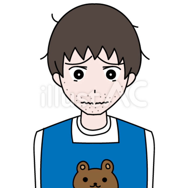 熊エプロン　無精ひげ 無精ひげ,不潔,しんどいのイラスト素材