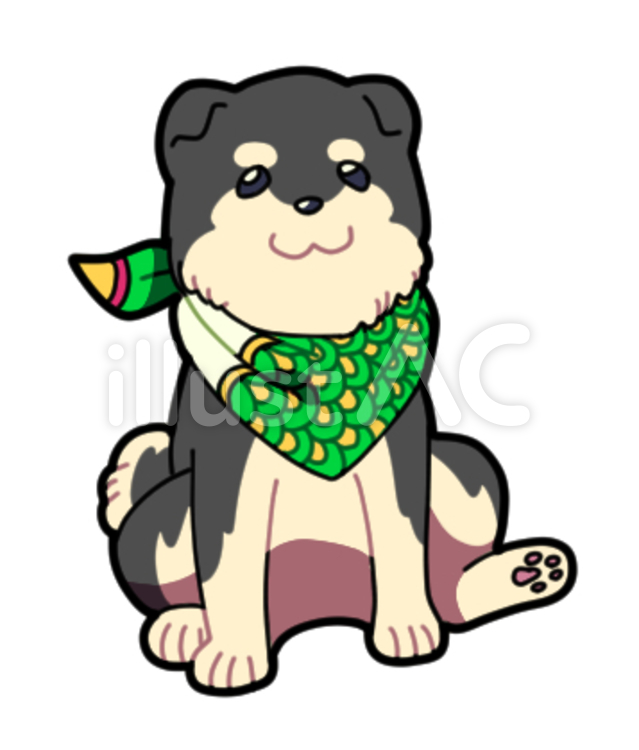 鯉のぼりのバンダナを巻いた子犬 犬,柴犬,子犬のイラスト素材