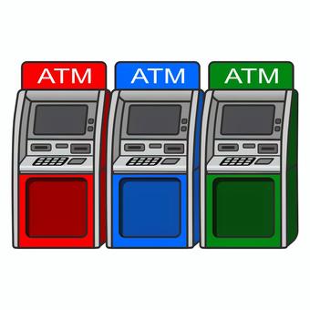 ATM三種 atm,金融,銀行,お金,バンキング,口座,取引,現金,預金,支払いのイラスト素材
