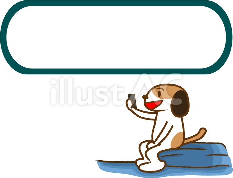 スマホとわんことフレーム スマホ,犬,メッセージのイラスト素材