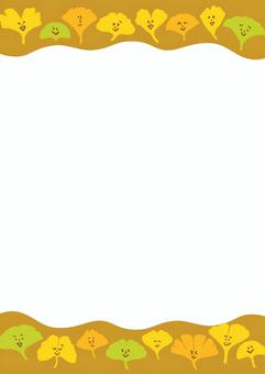 イチョウ_フレーム背景02（黄土色_縦）